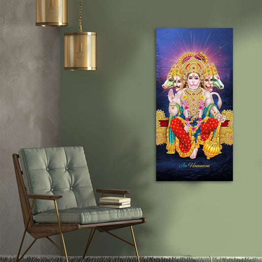 Premium Panchmukhi Lord Hanuman Canvas Wall Painting - Decor Smart