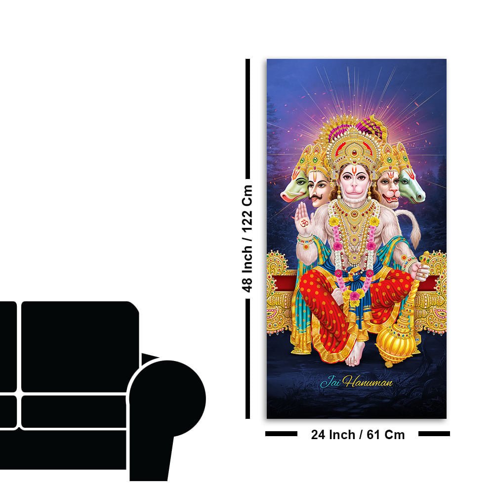 Premium Panchmukhi Lord Hanuman Canvas Wall Painting - Decor Smart
