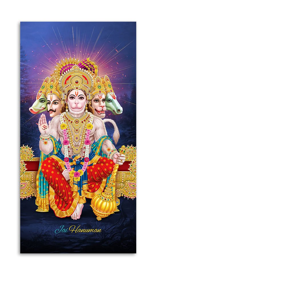 Premium Panchmukhi Lord Hanuman Canvas Wall Painting - Decor Smart