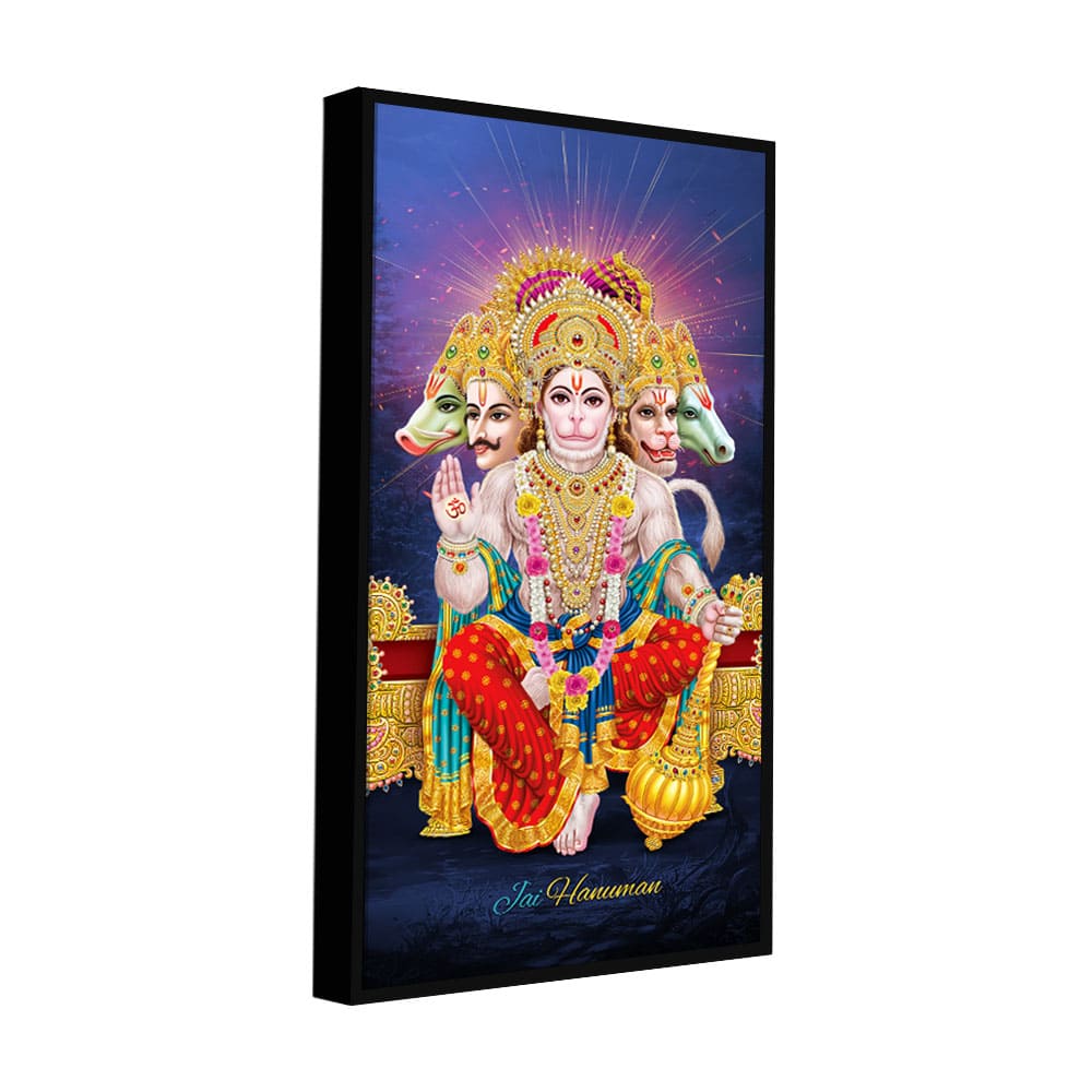 Premium Panchmukhi Lord Hanuman Canvas Wall Painting - Decor Smart