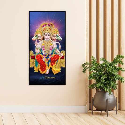 Premium Panchmukhi Lord Hanuman Canvas Wall Painting - Decor Smart