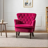 Premium Perfect Cushiony Magenta Tufted Super Comfy Blush Velvet Sofa Lounge Chair - Decor Smart