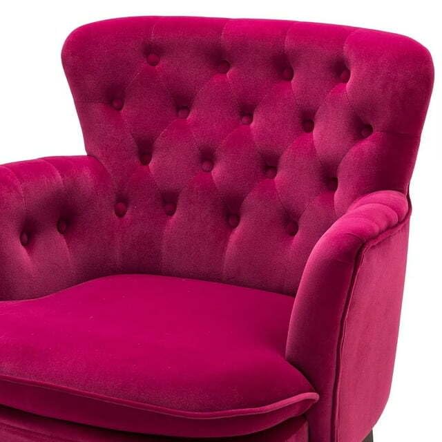 Premium Perfect Cushiony Magenta Tufted Super Comfy Blush Velvet Sofa Lounge Chair - Decor Smart