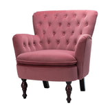 Premium Perfect Cushiony Tufted Super Comfy Blush Velvet Sofa Lounge Chair - Decor Smart