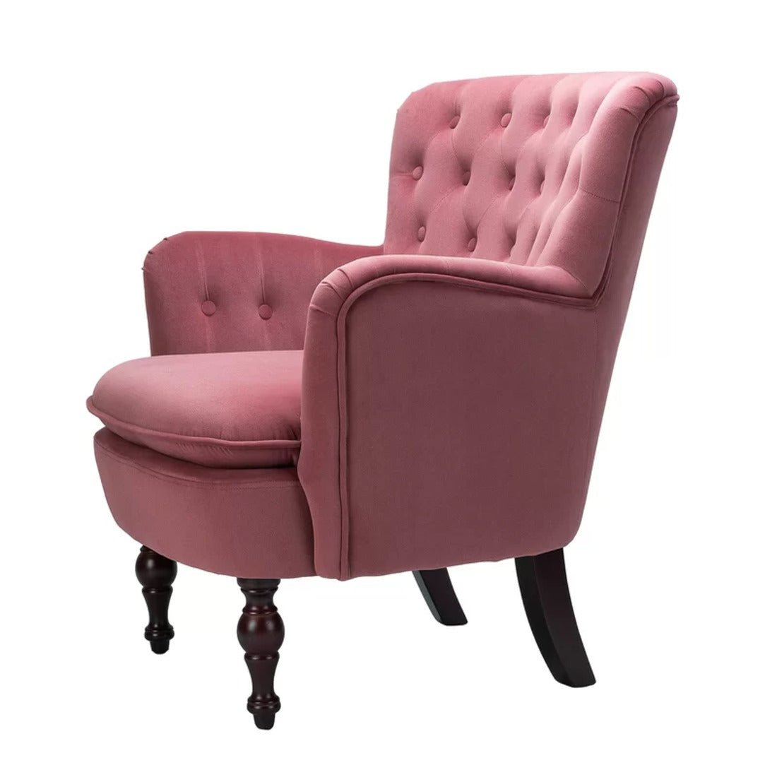 Premium Perfect Cushiony Tufted Super Comfy Blush Velvet Sofa Lounge Chair - Decor Smart