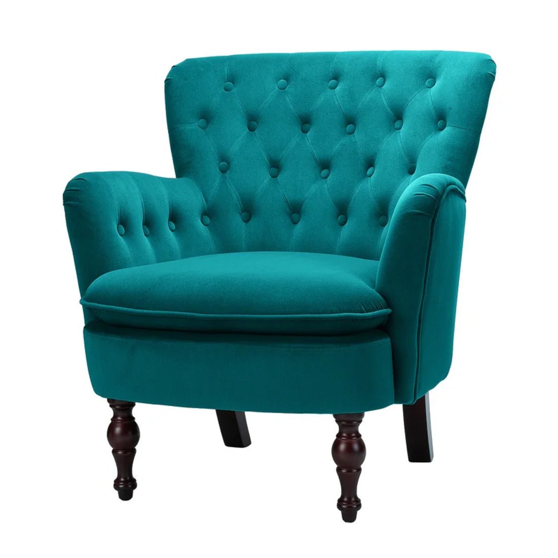 Premium Perfect Cushiony Tufted Super Comfy Emerald Velvet Sofa Lounge Chair - Decor Smart