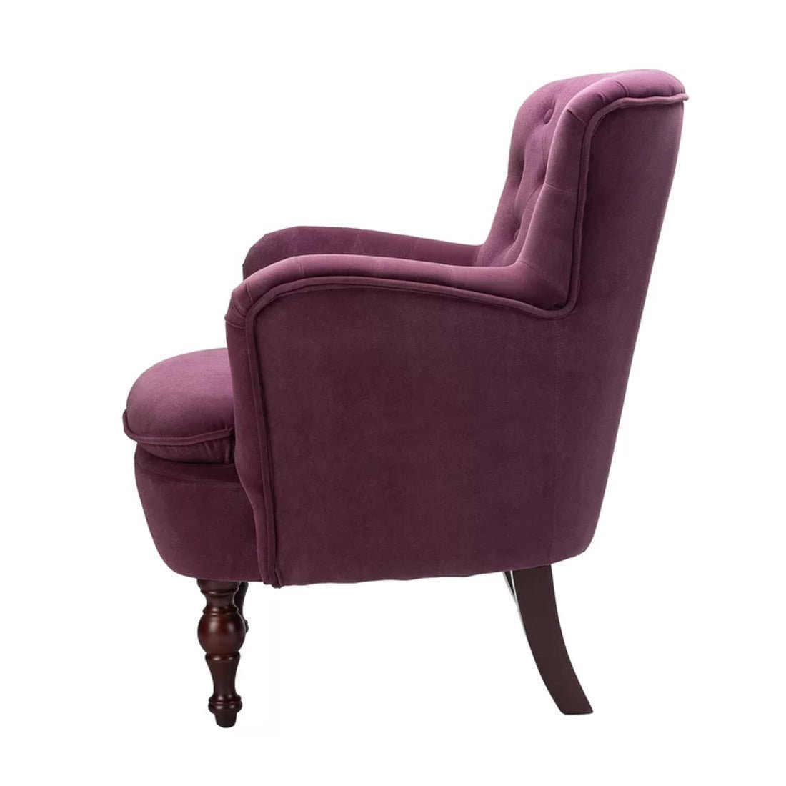 Premium Perfect Cushiony Tufted Super Comfy Magenta Velvet Sofa Lounge Chair - Decor Smart