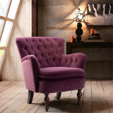 Premium Perfect Cushiony Tufted Super Comfy Magenta Velvet Sofa Lounge Chair - Decor Smart