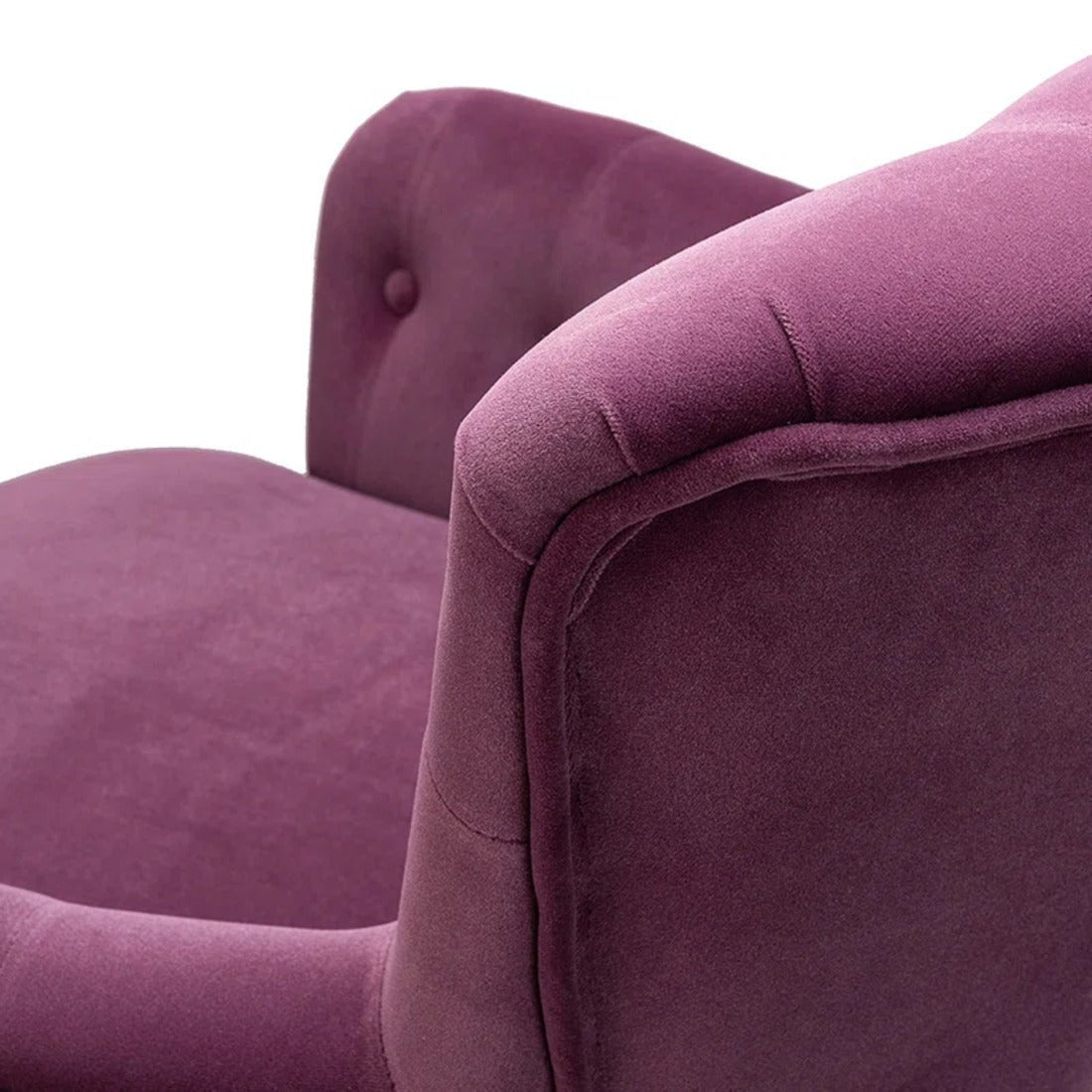 Premium Perfect Cushiony Tufted Super Comfy Magenta Velvet Sofa Lounge Chair - Decor Smart