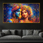 Premium Radha Krishna Multicolor Divine Art Crystal Glass Wall Painting