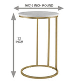 Premium Round Side Table for Small Spaces Nightstand with Golden Metal Finish - Decor Smart