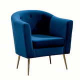 Premium Royal Blue Tufted Round Back Cushiony Sofa Lounge Chair - Decor Smart