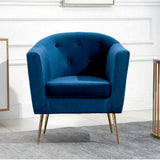 Premium Royal Blue Tufted Round Back Cushiony Sofa Lounge Chair - Decor Smart