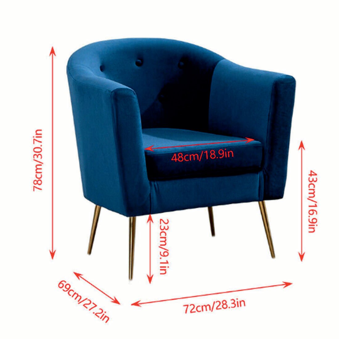Premium Royal Blue Tufted Round Back Cushiony Sofa Lounge Chair - Decor Smart