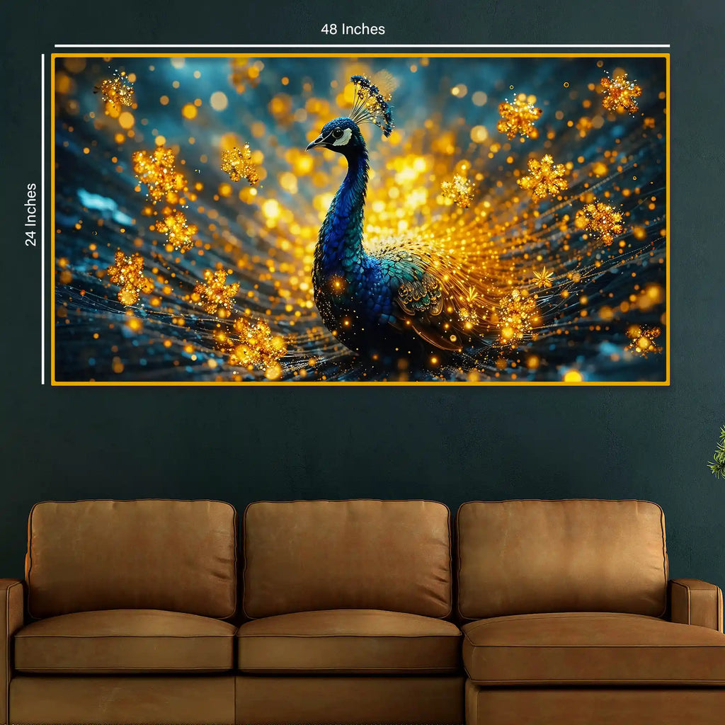 Premium Royal Peacock Crystal Glass Wall Painting