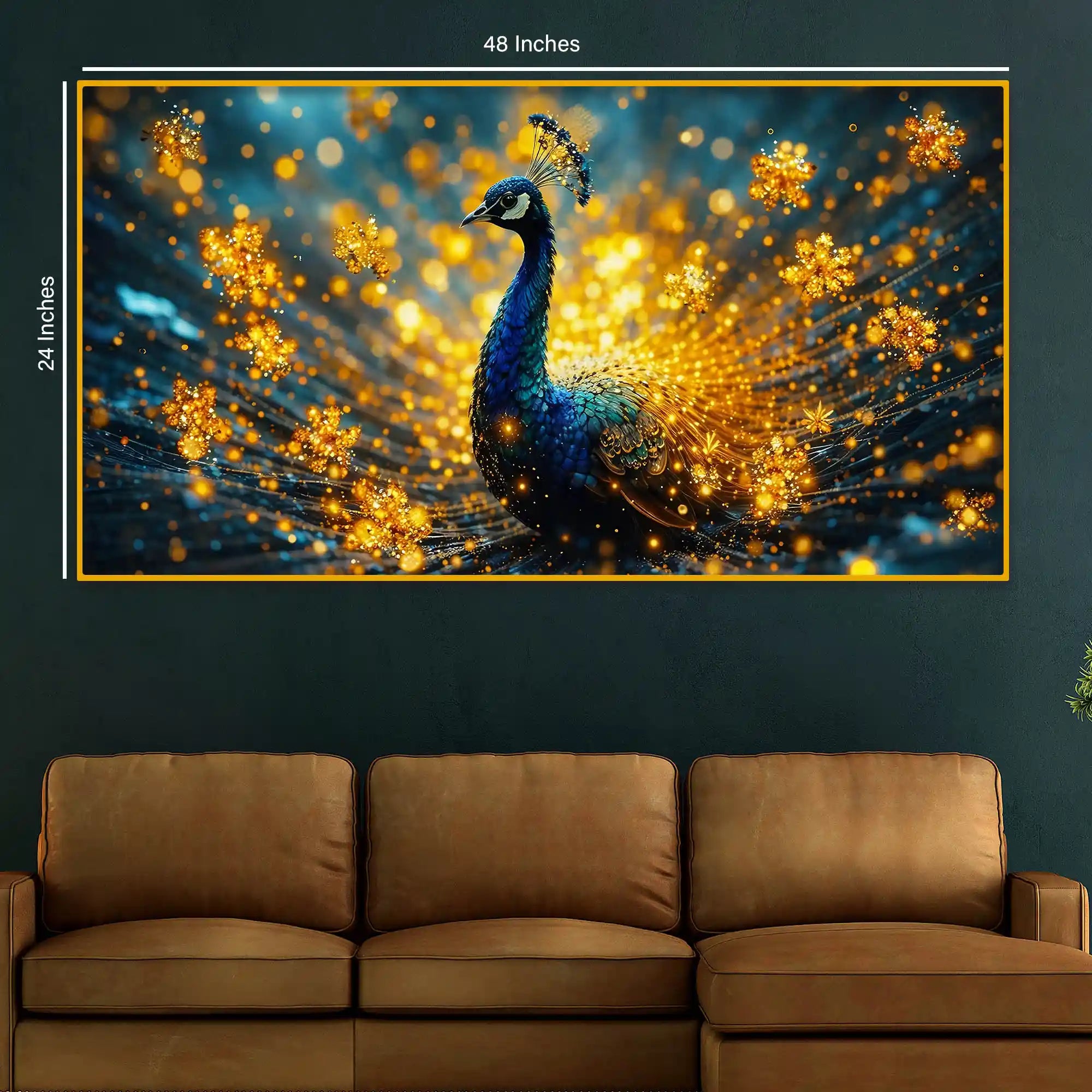 Premium Royal Peacock Crystal Glass Wall Painting