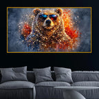 Premium Stylish Bear Crystal Glass Wall Painting for Living Room Décor