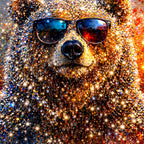 Premium Stylish Bear Crystal Glass Wall Painting for Living Room Décor