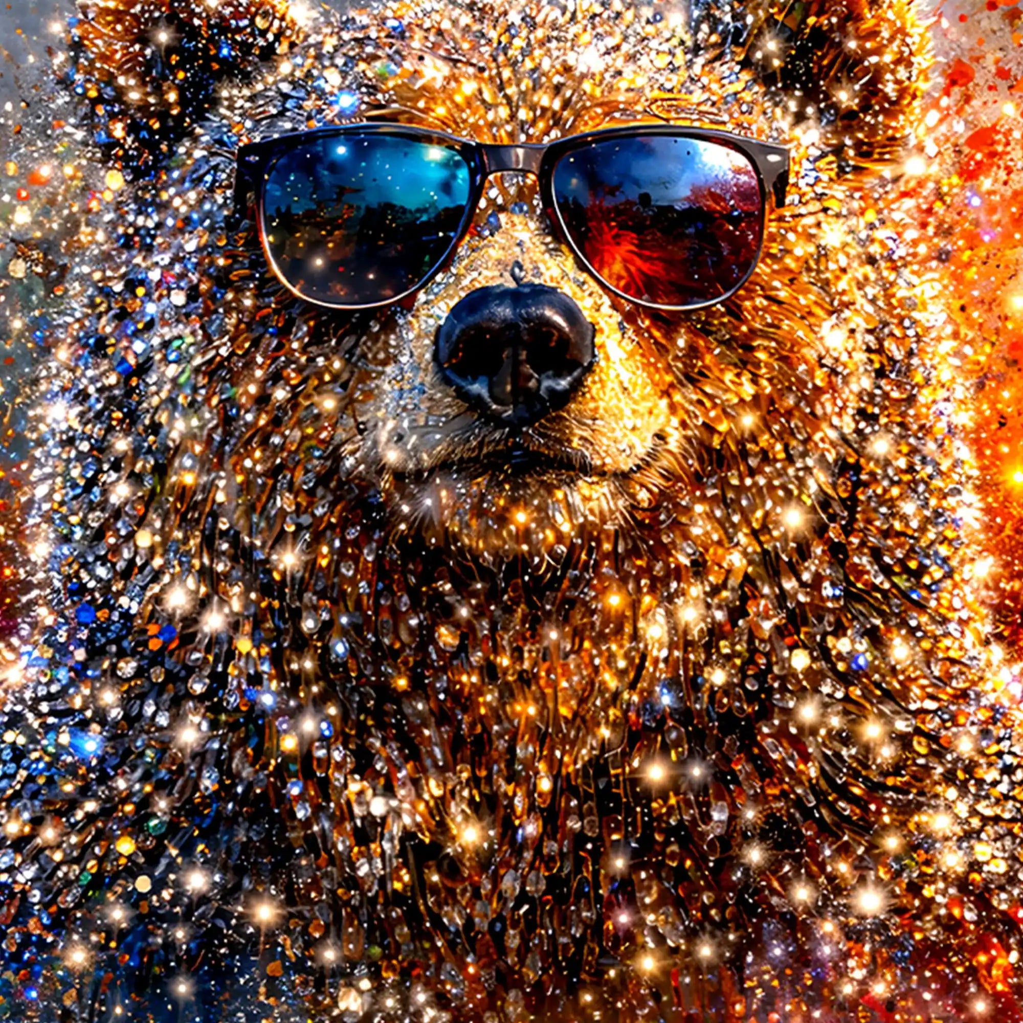 Premium Stylish Bear Crystal Glass Wall Painting for Living Room Décor