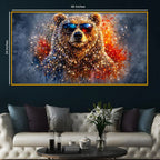 Premium Stylish Bear Crystal Glass Wall Painting for Living Room Décor