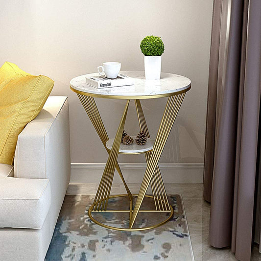 Premium Unique Natural Marble Designer Metal Side Table - Decor Smart