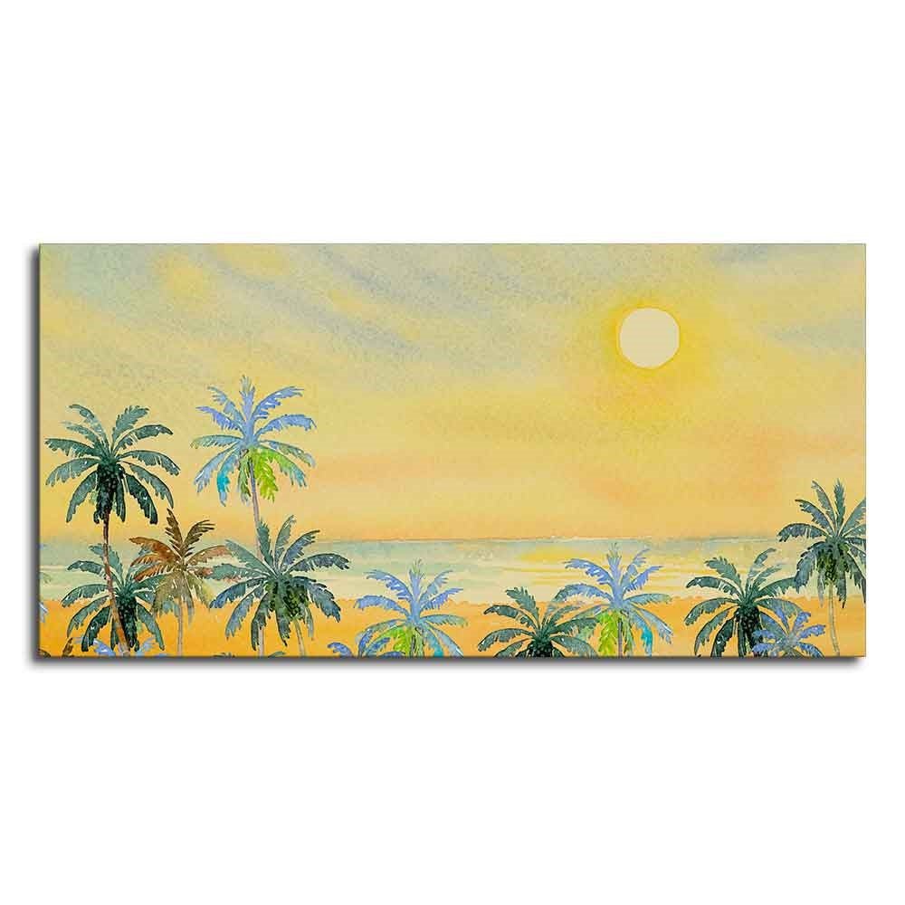 Premium wall Painting of Beautiful Beach with Chair & Blue Sky - Decor Smart
