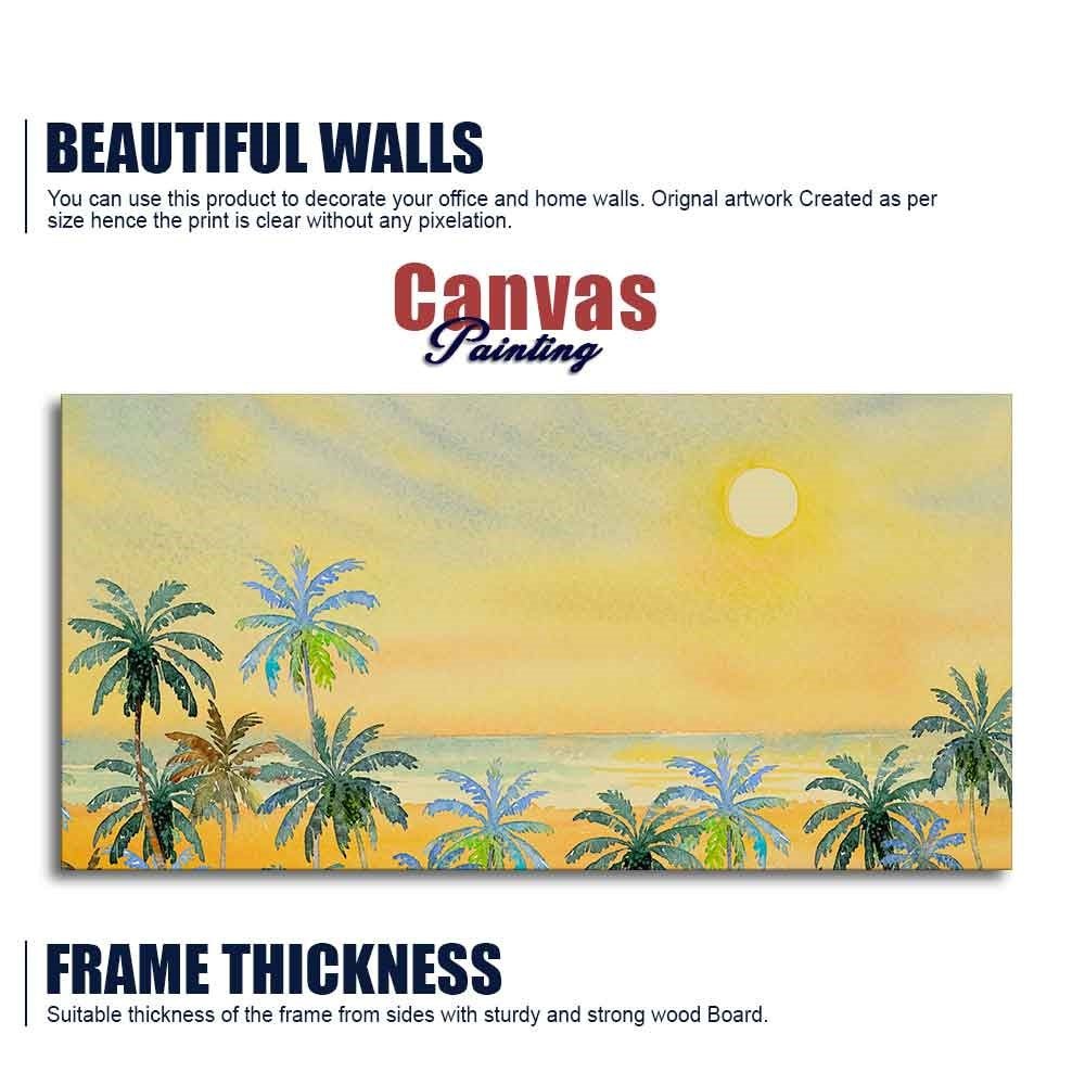 Premium wall Painting of Beautiful Beach with Chair & Blue Sky - Decor Smart