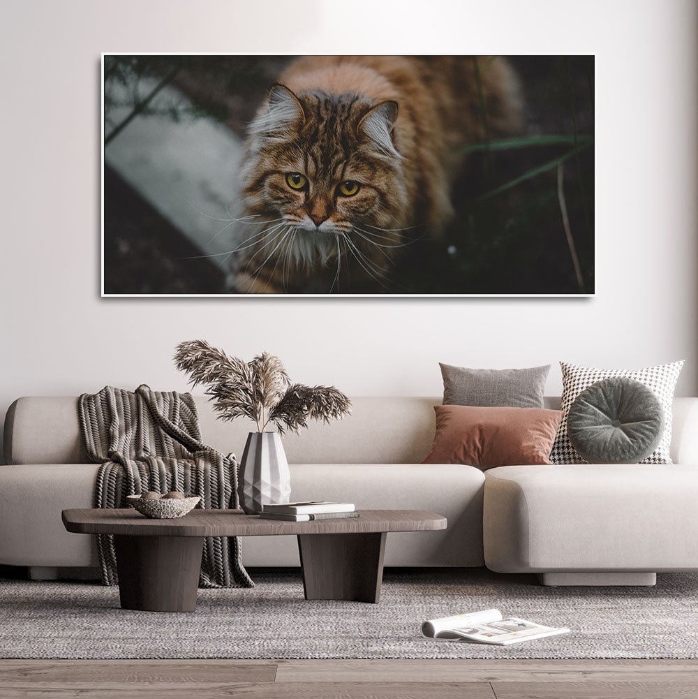 Premium Wall Painting of Cat Walking in Dark Forest - Decor Smart