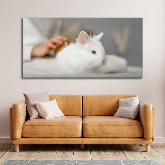 Premium Wall Painting of Cute White Bunny - Decor Smart