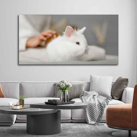 Premium Wall Painting of Cute White Bunny - Decor Smart