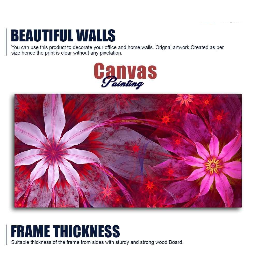 Premium Wall Painting of Exotic looking Flowers with Natural 3D Leaves - Decor Smart