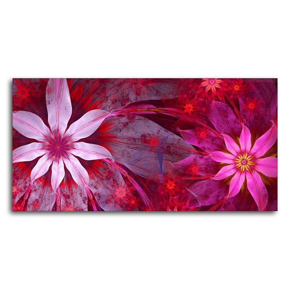 Premium Wall Painting of Exotic looking Flowers with Natural 3D Leaves - Decor Smart