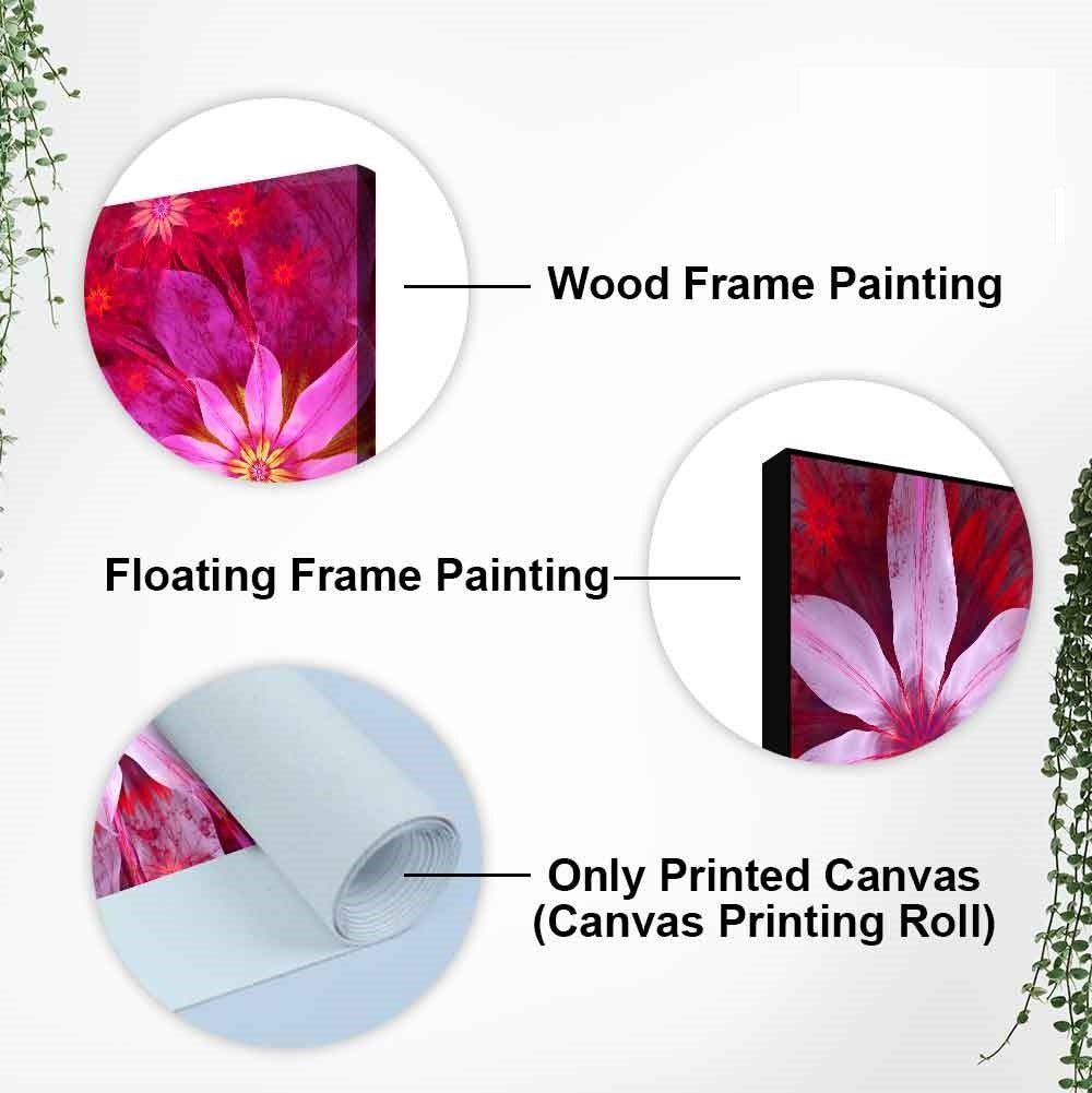Premium Wall Painting of Exotic looking Flowers with Natural 3D Leaves - Decor Smart