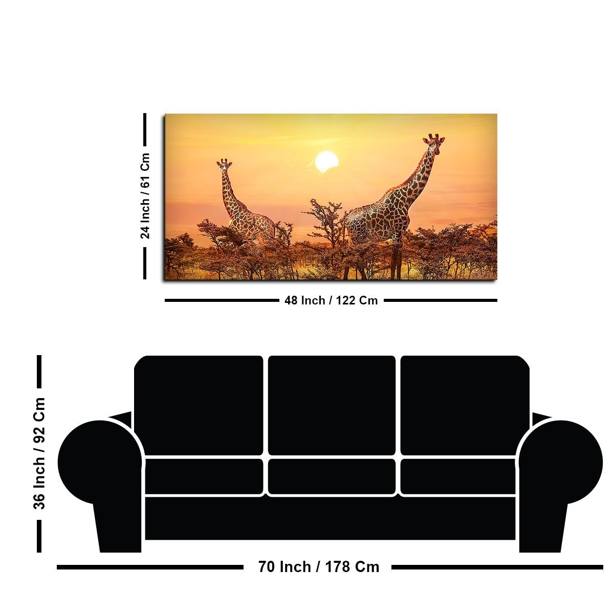 Premium Wall Painting of Giraffes in Sunset - Decor Smart