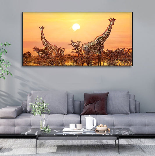 Premium Wall Painting of Giraffes in Sunset - Decor Smart