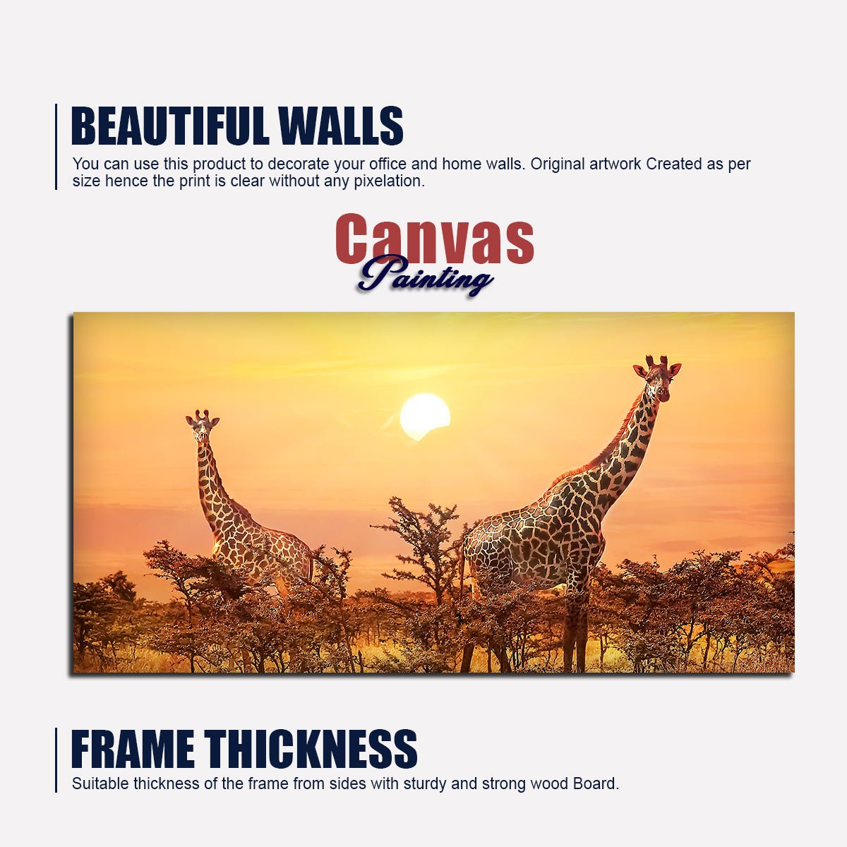 Premium Wall Painting of Giraffes in Sunset - Decor Smart