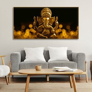 Premium Wall Painting of Golden Lord Ganesha - Decor Smart