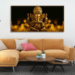 Premium Wall Painting of Golden Lord Ganesha - Decor Smart