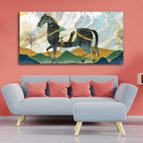 Premium Wall Painting of Horse and Golden trees with Colored Mountains - Decor Smart