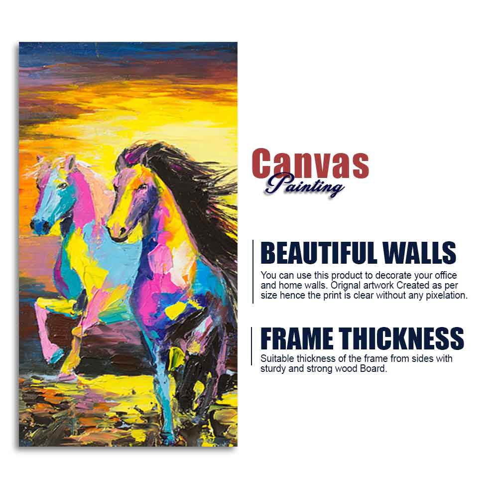 Premium Wall Painting of Horses Running in Sunset - Decor Smart