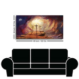 Premium Wall Painting of Jesus Cross with Moon Dark Background - Decor Smart