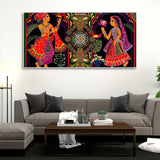 Premium Wall Painting of Man and Woman in Garden Rajasthani Pictorial Art - Decor Smart