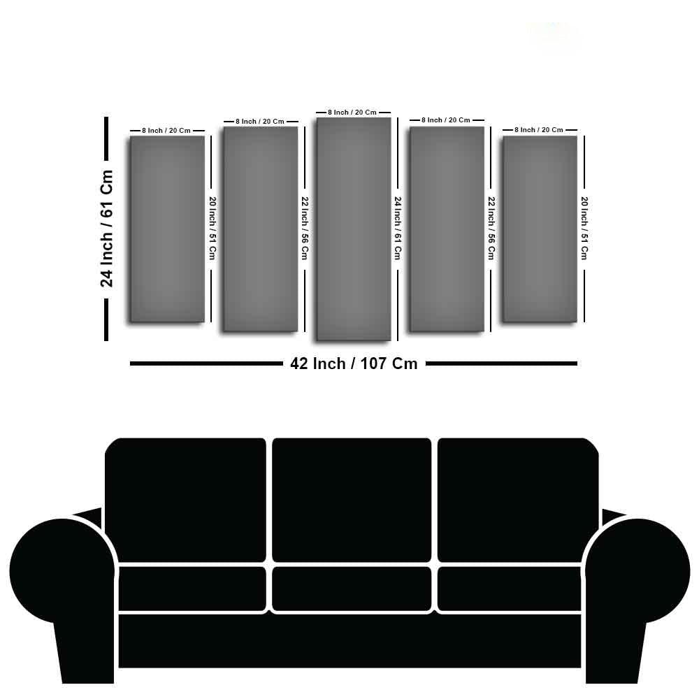 Premium Wall Painting of Patterned Horse of Five Pieces - Decor Smart