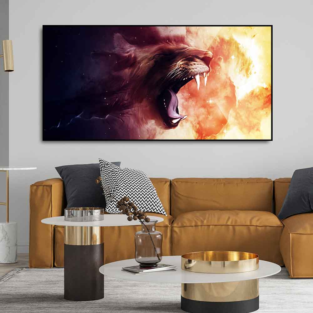 Premium Wall Painting of Roaring Lion - Decor Smart