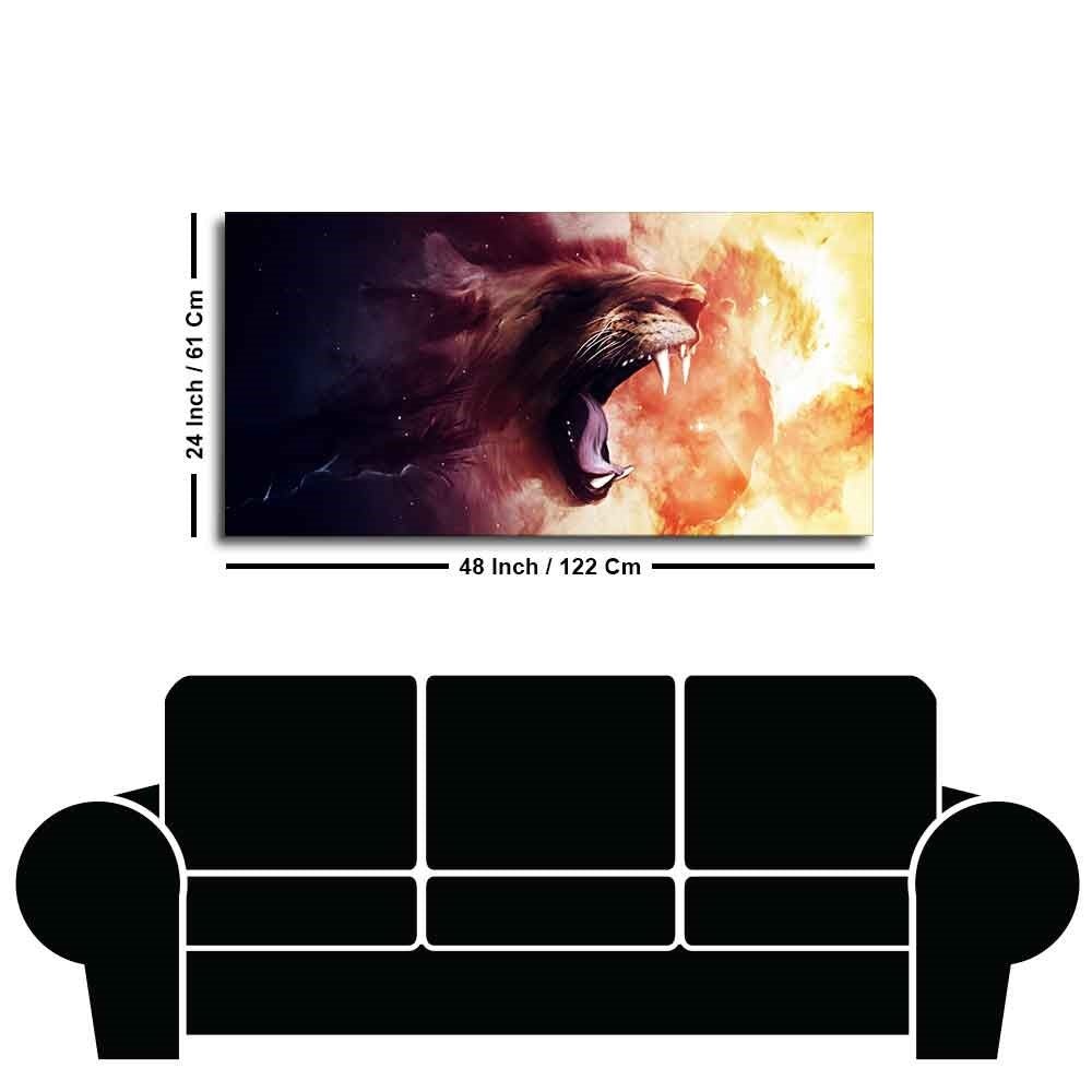 Premium Wall Painting of Roaring Lion - Decor Smart