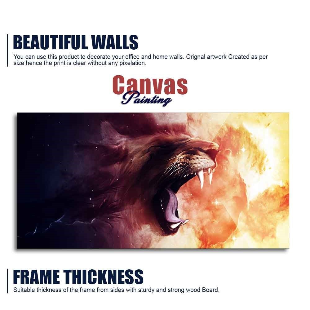 Premium Wall Painting of Roaring Lion - Decor Smart