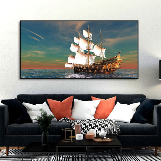 Premium Wall Painting of Ship on the Ocean - Decor Smart