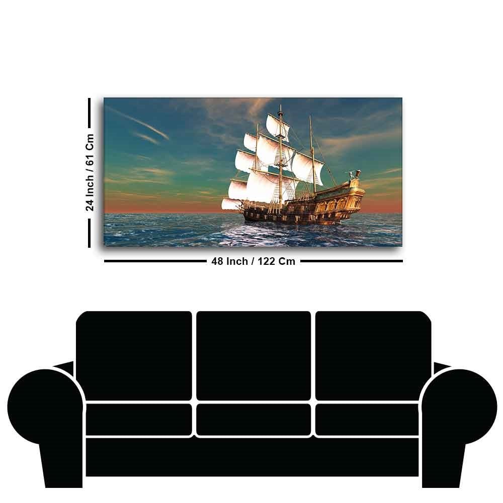 Premium Wall Painting of Ship on the Ocean - Decor Smart