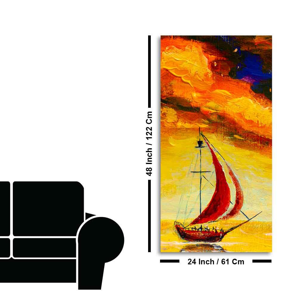 Premium Wall Painting of The Sailing Boat in Sea - Decor Smart