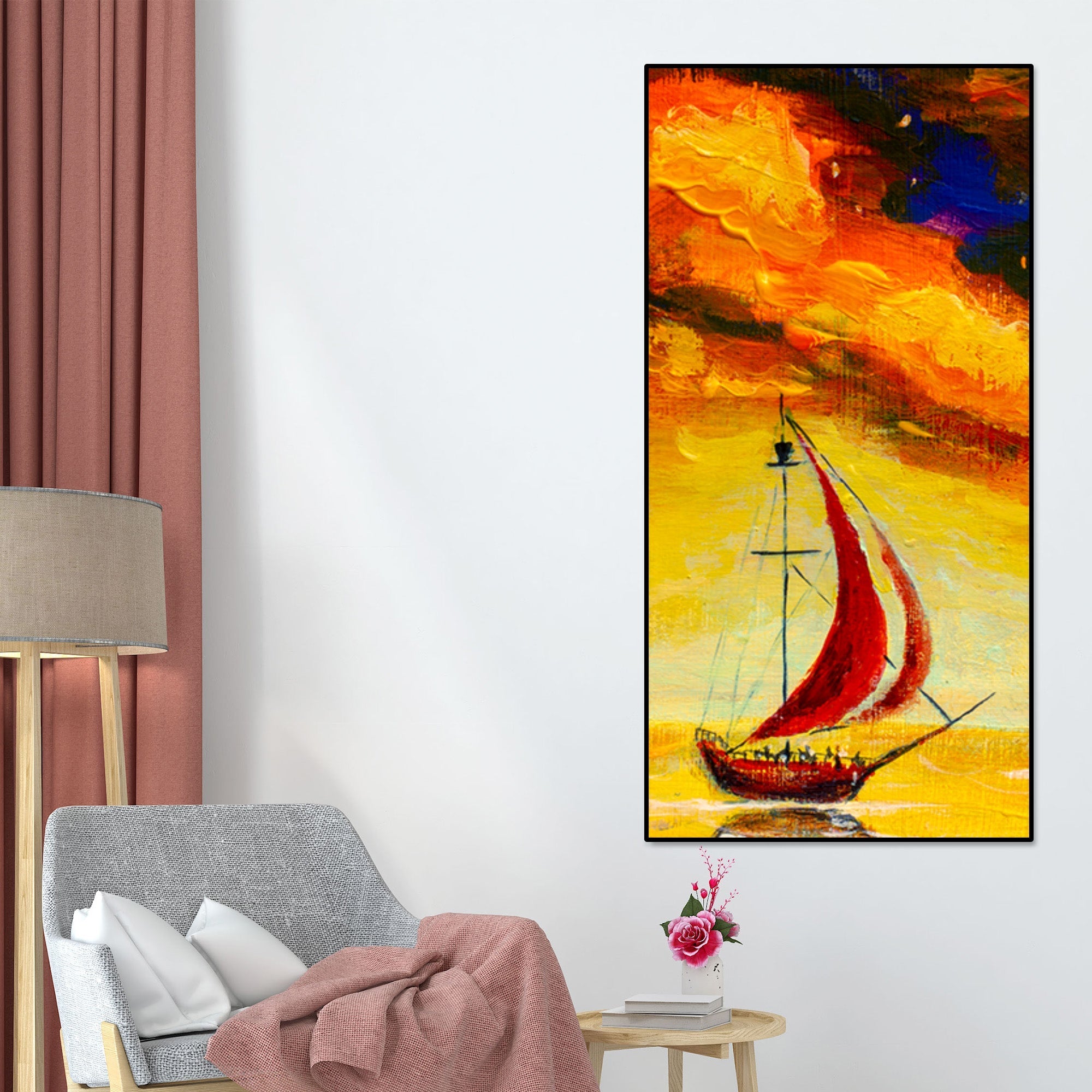 Premium Wall Painting of The Sailing Boat in Sea - Decor Smart